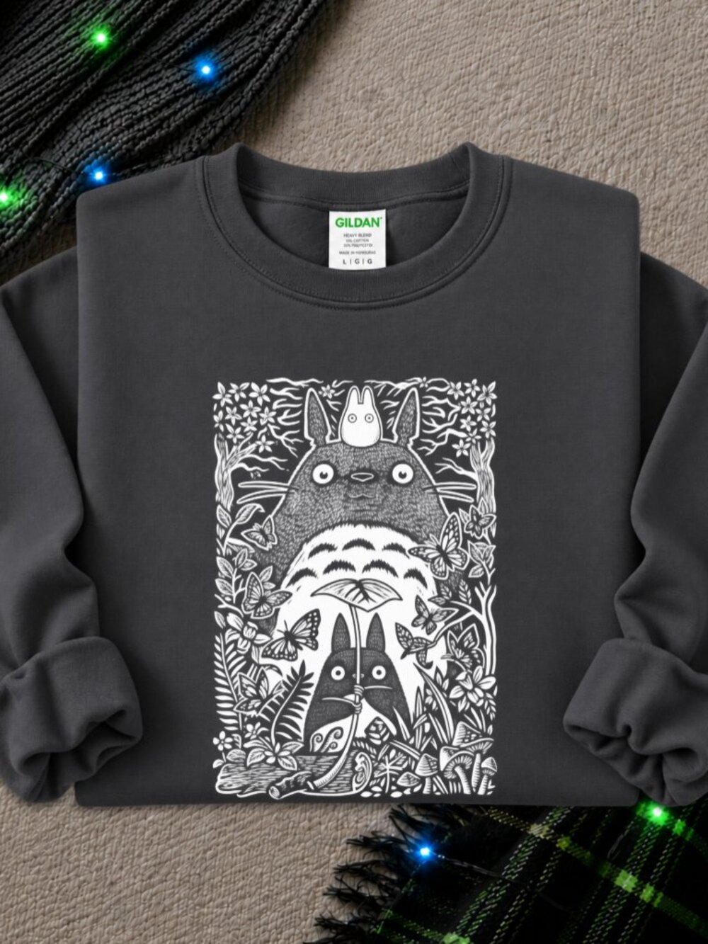 Totoro Sweatshirt Adult Unisex Graphic Crewneck Anime Cartoon Fantasy Adventure